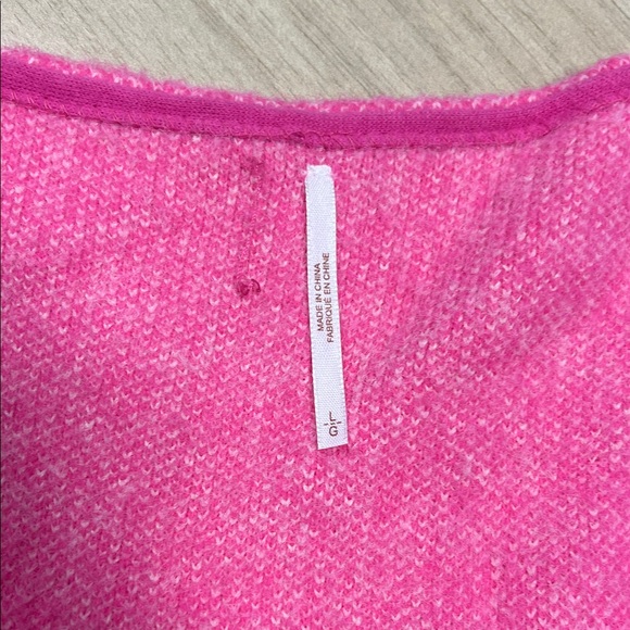 Free People Bright Pink V-Neck Sweater - Picture 3 of 6